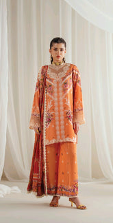 Eres Bonita by BinIlyas Embroidered Viscose Shirt with Digital Print Chiffon Dupatta & Trousers | 3-Piece Unstitched Suit 1101-A